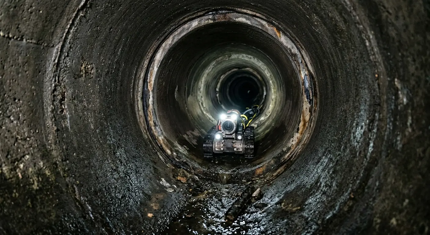 Robotic sewer camera inspecting pipe interior for Sewer Line Cleaning in Perry Heights